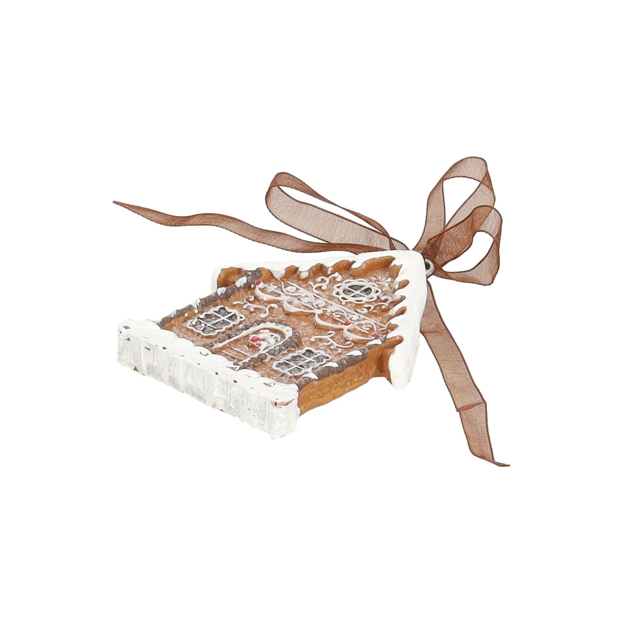 Kerstdecoratie|Kerstballen>Hanger huis gingerbread wit 9 cm