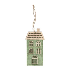 Kerstballen|Kerstdecoratie>Hanger huis groen 14 x 7 cm