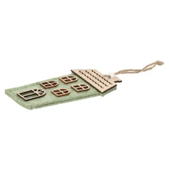 Kerstballen|Kerstdecoratie>Hanger huis groen 14 x 7 cm