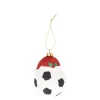 Kerstballen|Kerstdecoratie>Hanger kerstmuts voetbal 7 x 9 cm