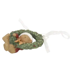 Kerstdecoratie|Kerstballen>Hanger krans beer groen 10 cm