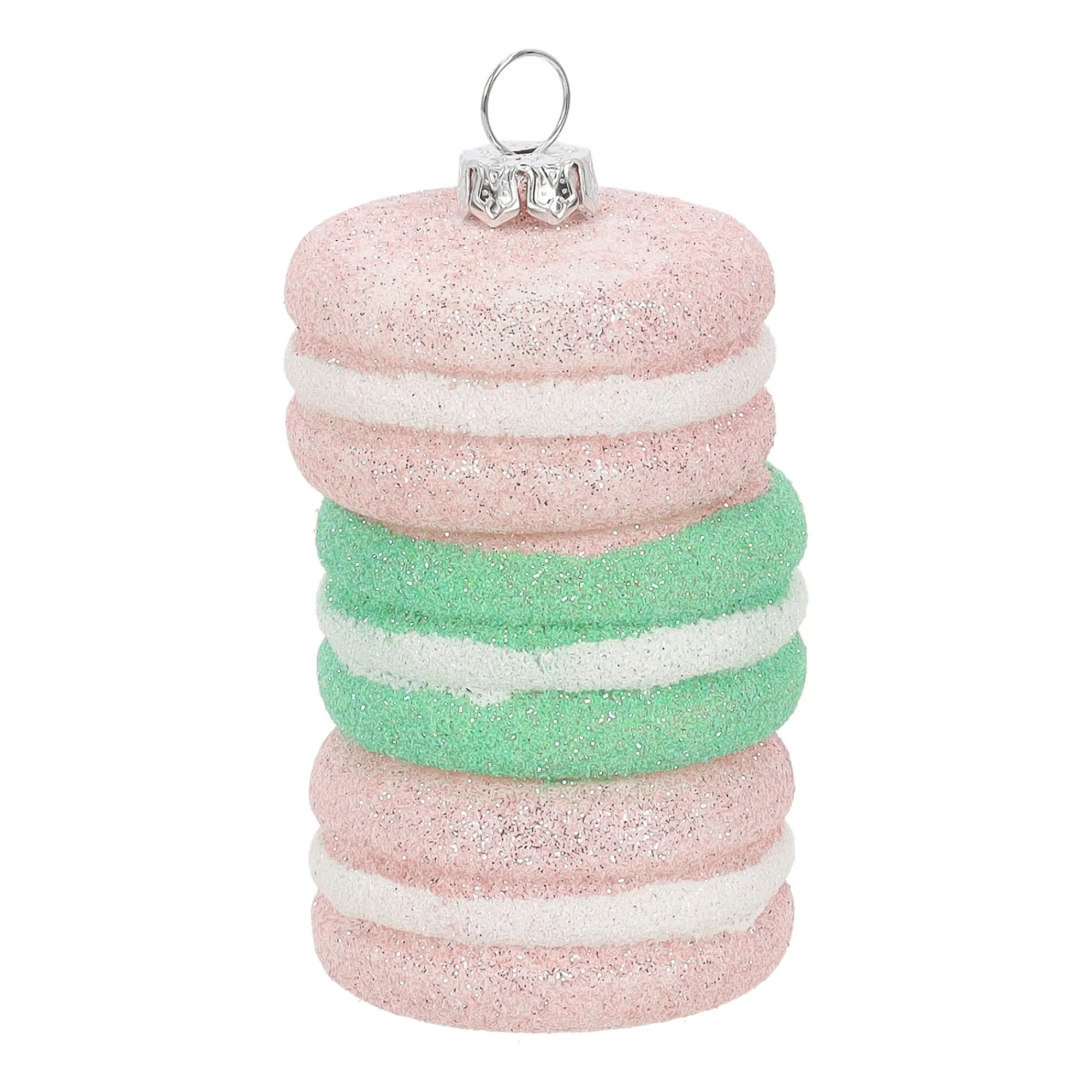 Kerstdecoratie|Kerstballen>Hanger macaron roze groen 5 x 8 cm