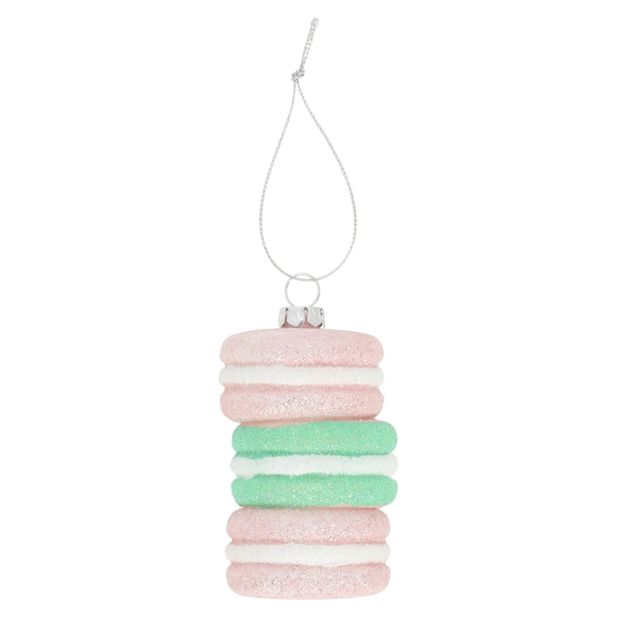 Kerstdecoratie|Kerstballen>Hanger macaron roze groen 5 x 8 cm