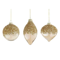 House of Seasons Kerstdecoratie|Kerstballen>Hanger ornament champagne 8 cm