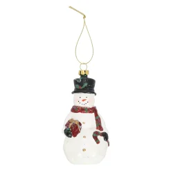 Kerstdecoratie|Kerstballen>Hanger sneeuwman cadeau 6 x 11 cm