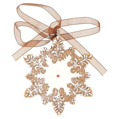Kerstballen|Kerstdecoratie>Hanger sneeuwvlok gingerbread wit 8 cm