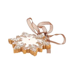 Kerstballen|Kerstdecoratie>Hanger sneeuwvlok gingerbread wit 8 cm