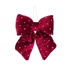 Mica Decorations Kerstdecoratie|Kerstballen>Hanger strik rood 15x17cm