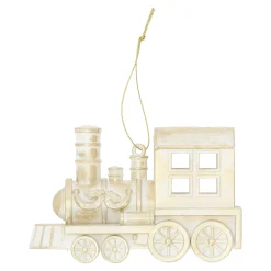 Kerstdecoratie|Kerstballen>Hanger trein champagne 12 x 8 cm