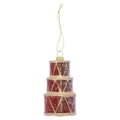Kerstdecoratie|Kerstballen>Hanger trommel rood 6 x 10 cm