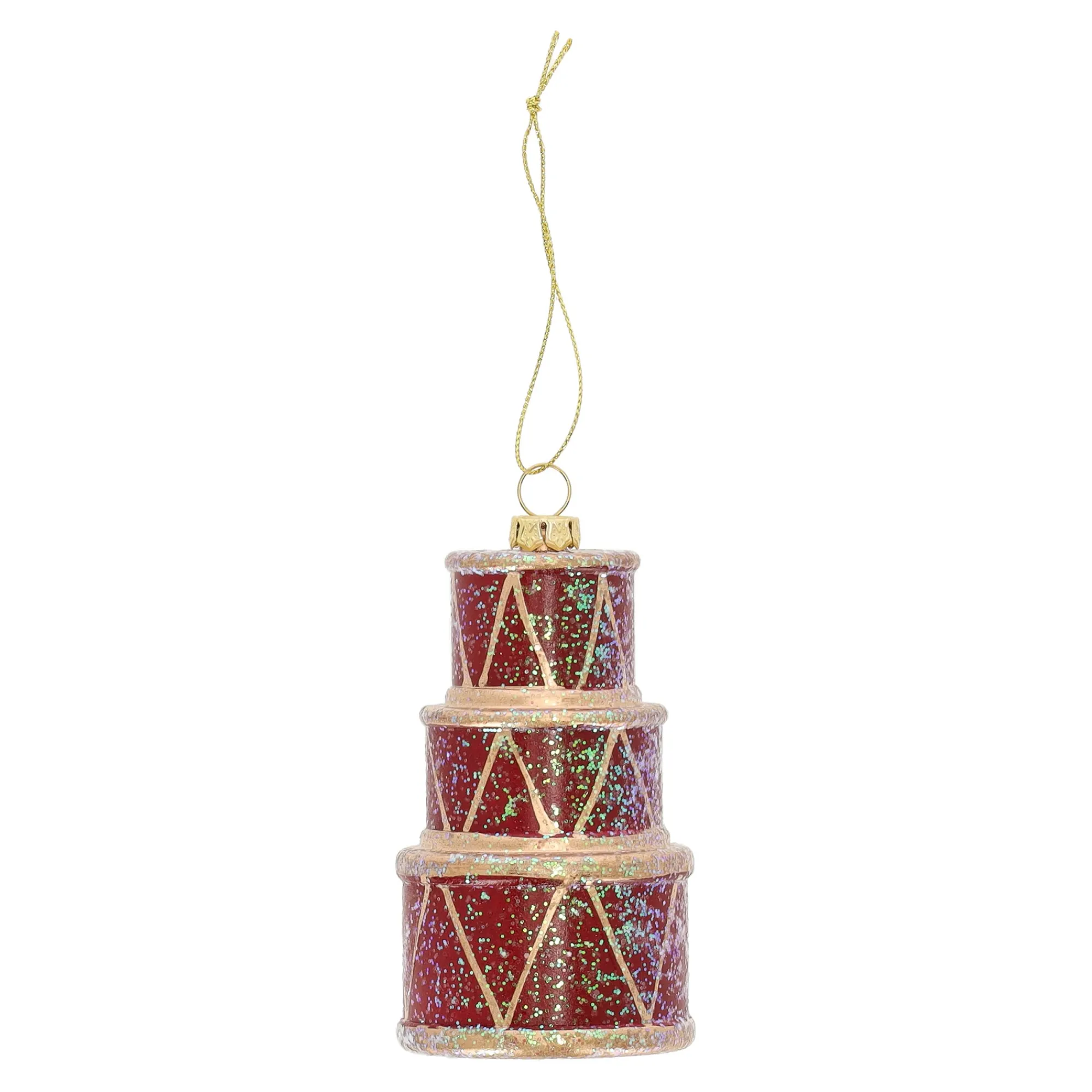 Kerstdecoratie|Kerstballen>Hanger trommel rood 6 x 10 cm