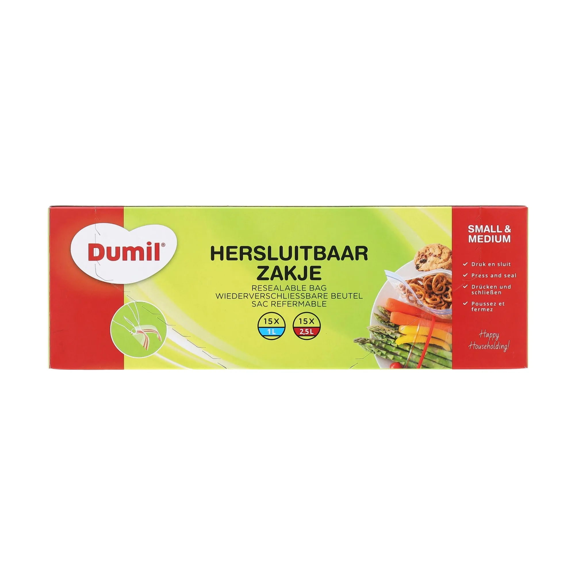 Dumil Koken & Tafelen>Hersluitbare zakjes 1L 15st + 2,5L 15st