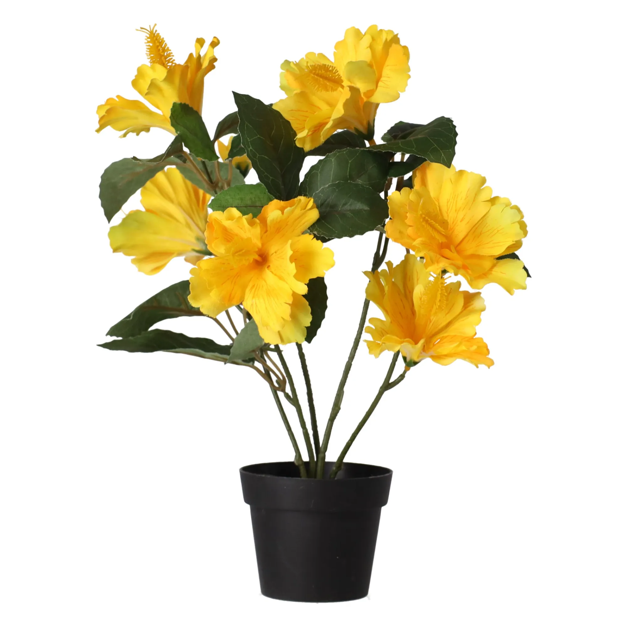Kunstplanten En Kunstbloemen>Hibiscus in pot diverse assorti