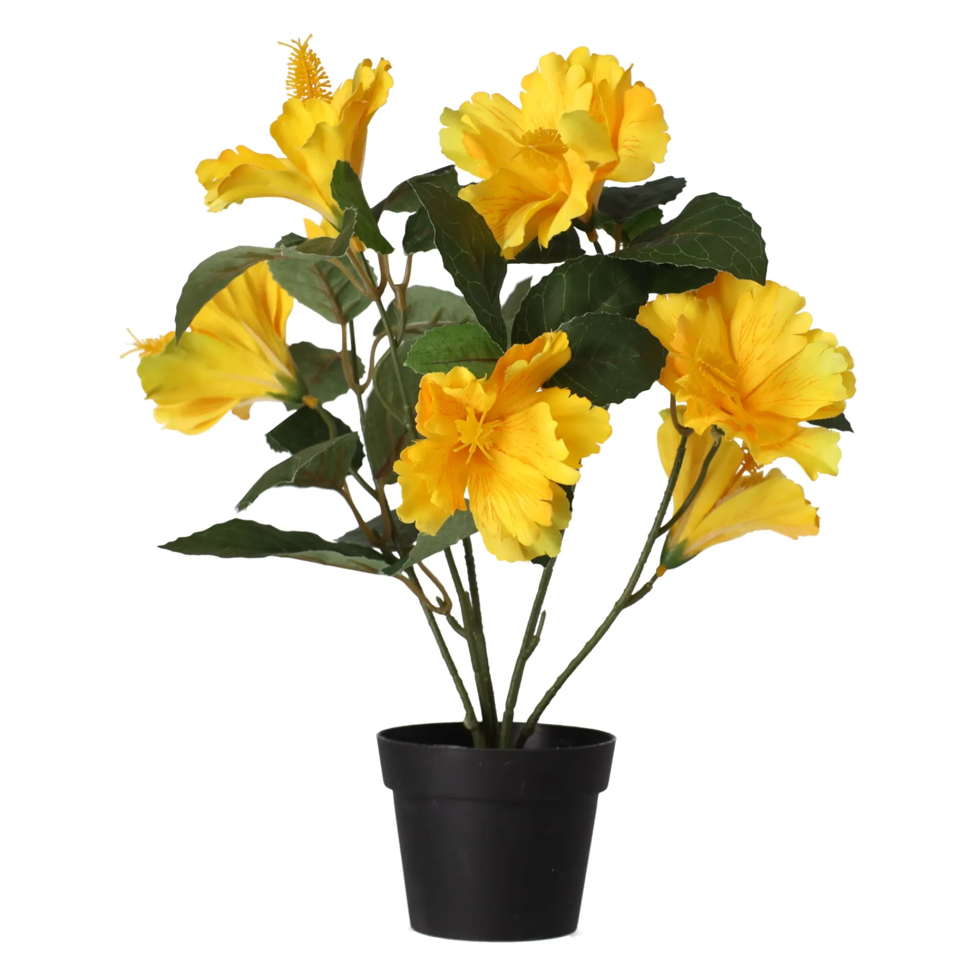 Kunstplanten En Kunstbloemen>Hibiscus in pot diverse assorti