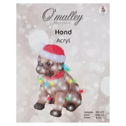 O'malley Kerstdecoratie>Hond met kerstverlichting acryl 42cm 100LED