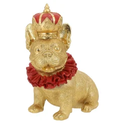 Kerstdecoratie|Woondecoratie>Hond met kroon goud 28 cm