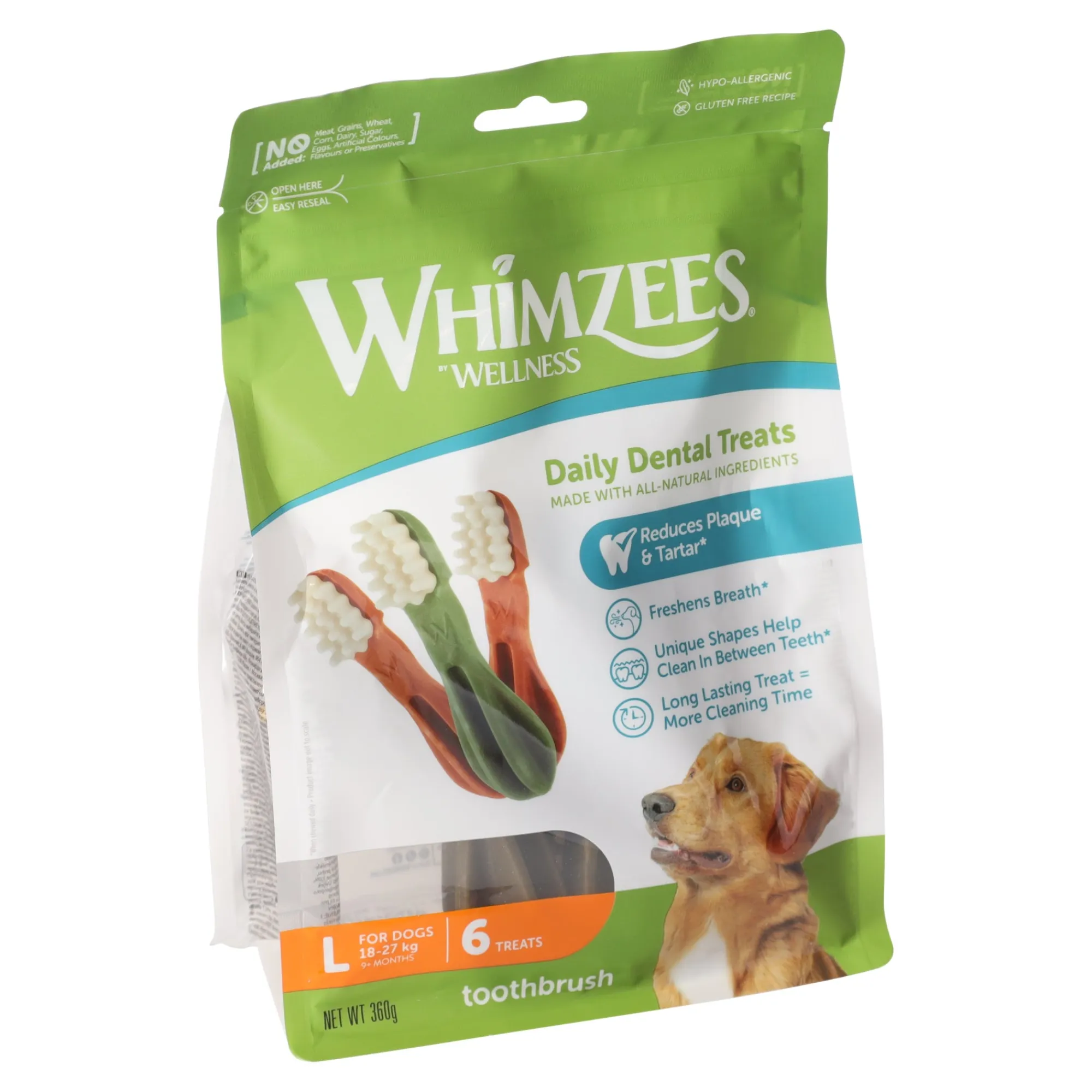 Whimzees Hondensnacks>Hondensnack dental tandenborstel L 6st
