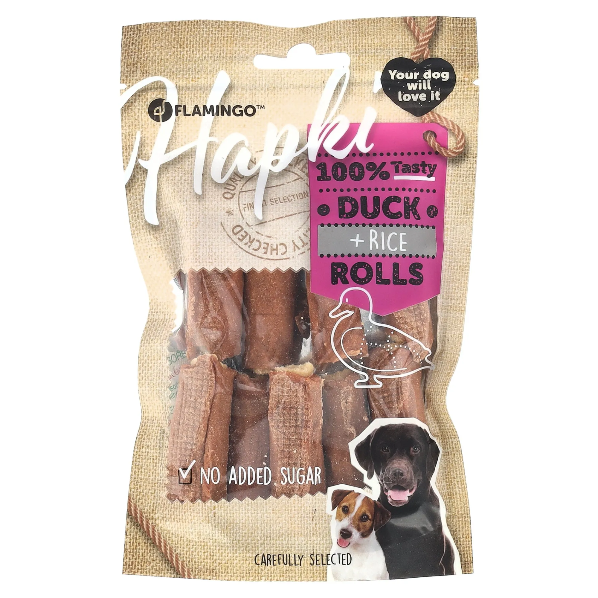 Flamingo Hondensnacks>Hondensnack Hapki rijstsigaar eend 85gr
