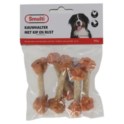 Smulti Hondensnacks>Hondensnack kip met rijst bot 80 gr