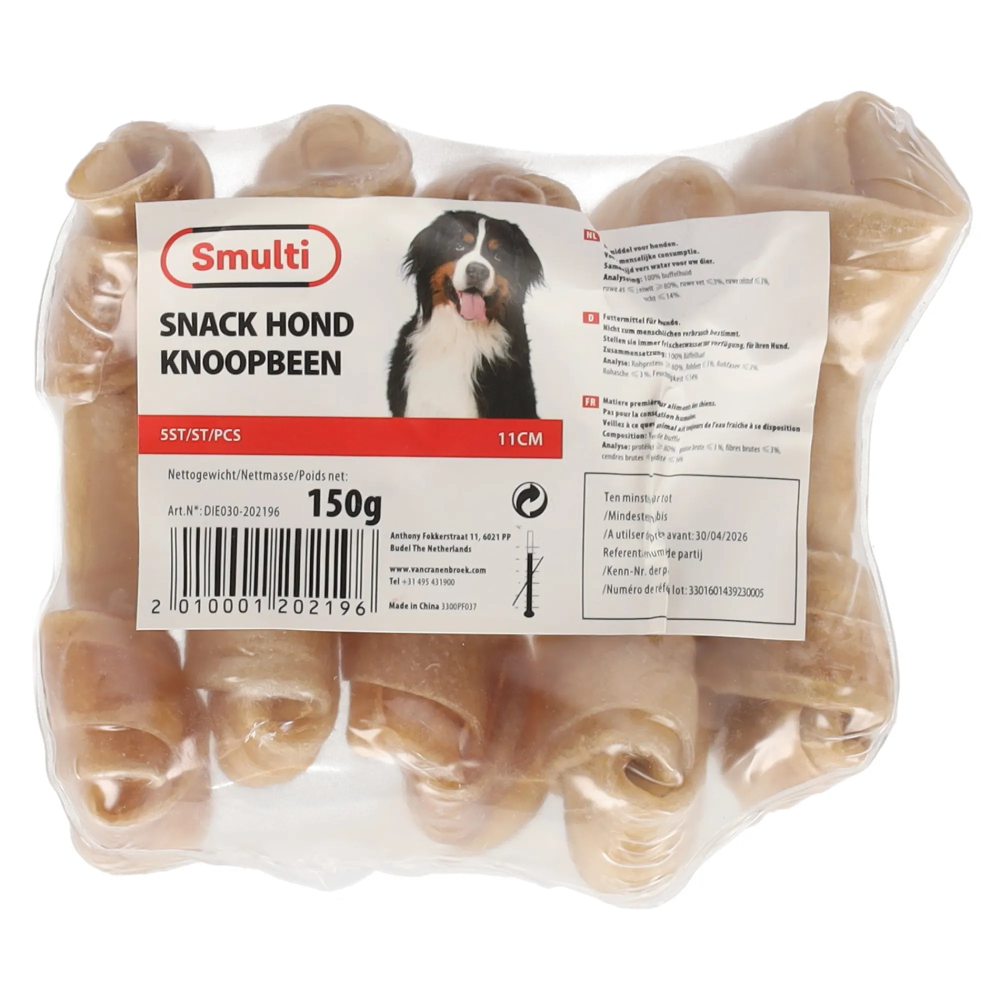 Smulti Hondensnacks>Hondensnack knoopbeen 11cm 5st