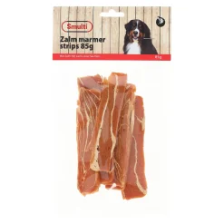 Smulti Hondensnacks>Hondensnack zalm marmer strips 85 g