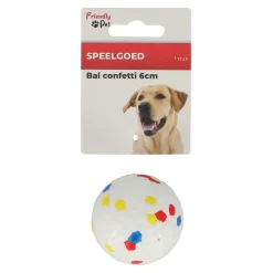 Friendly Pet Hondenspeelgoed>Hondenspeelgoed bal confetti 6cm