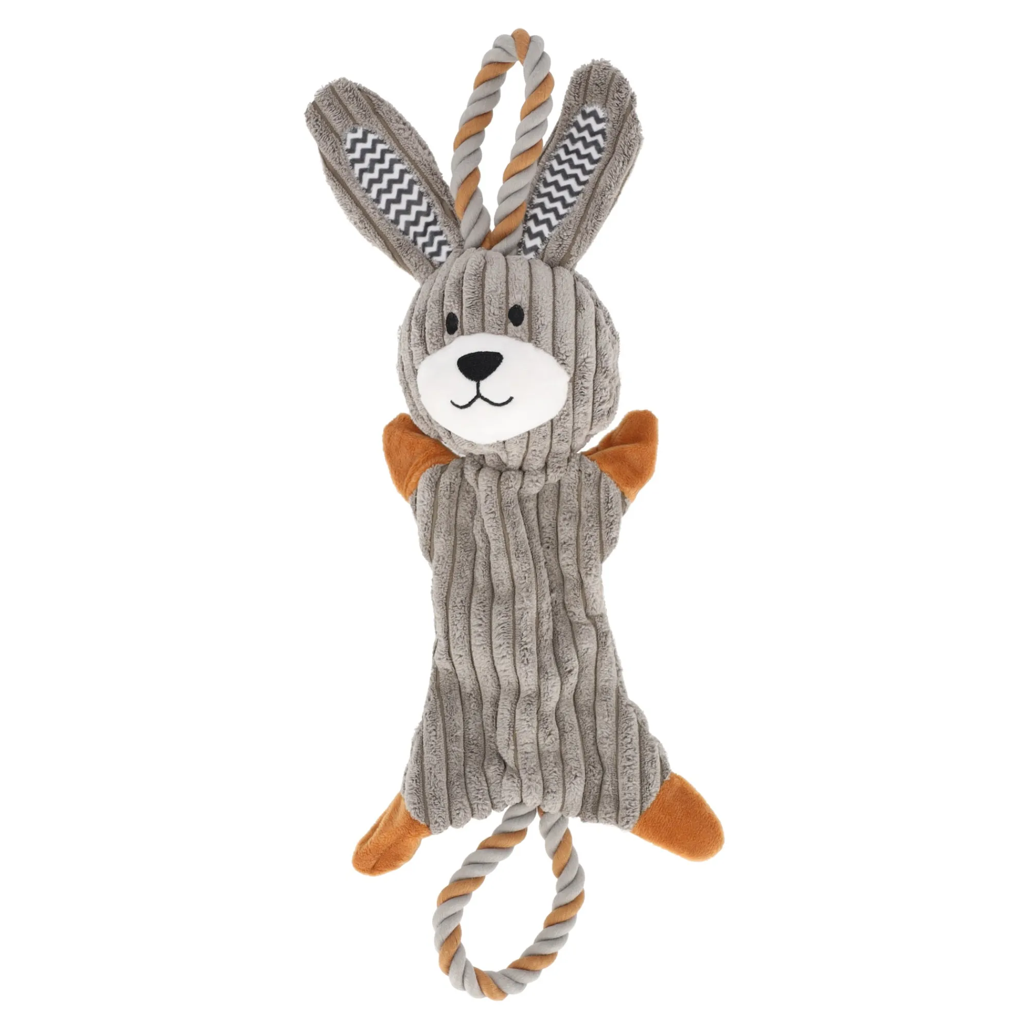 Friendly Pet Hondenspeelgoed>Hondenspeelgoed Gommy konijn + trektouw grijs 48cm