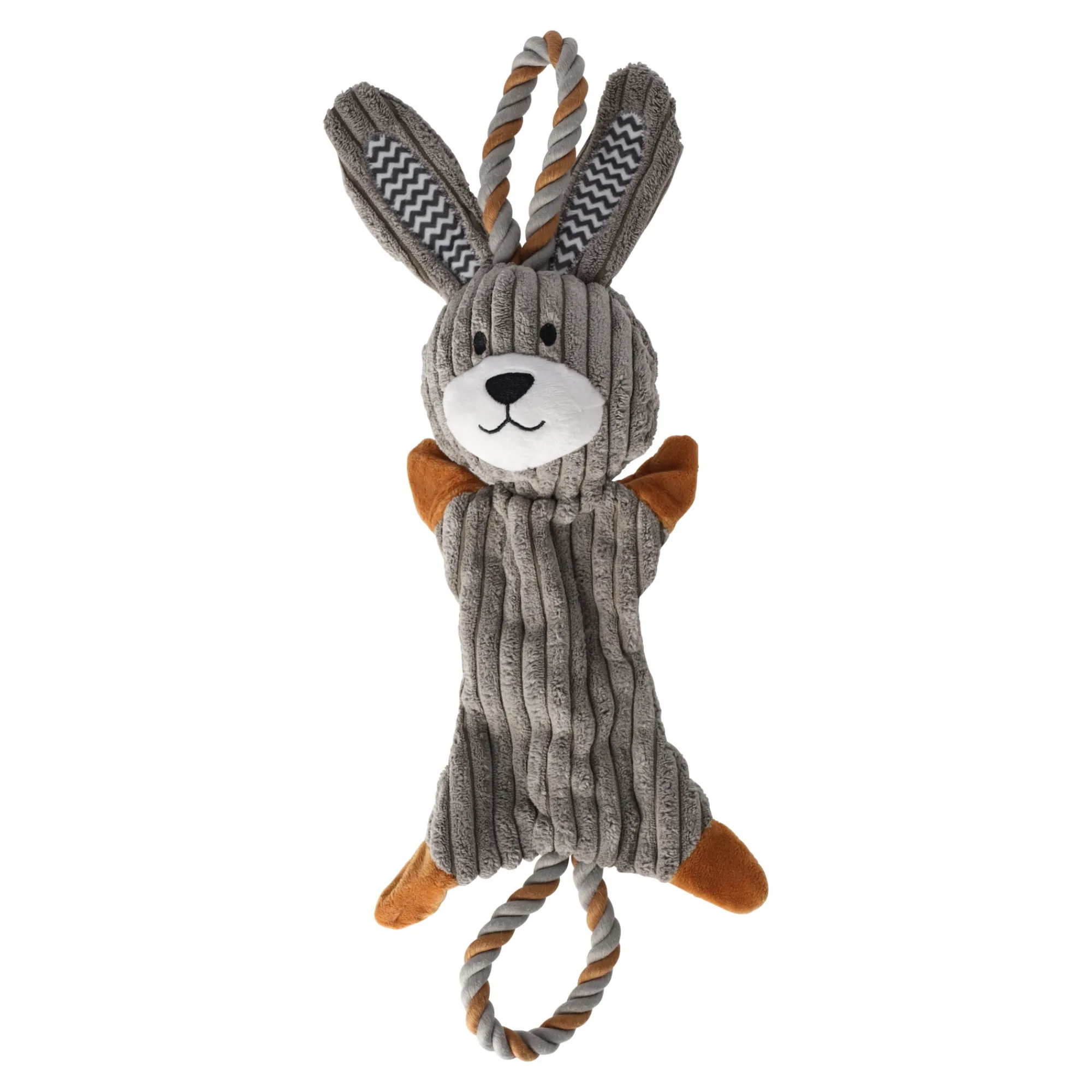 Friendly Pet Hondenspeelgoed>Hondenspeelgoed Gommy konijn + trektouw grijs 48cm