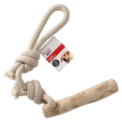 Friendly Pet Hondenspeelgoed>Hondenspeelgoed Java hout stok + trektouw bruin M