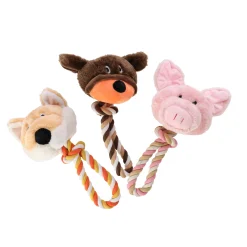 Friendly Pet Hondenspeelgoed>Hondenspeelgoed plush hoofd+lus 30cm assorti