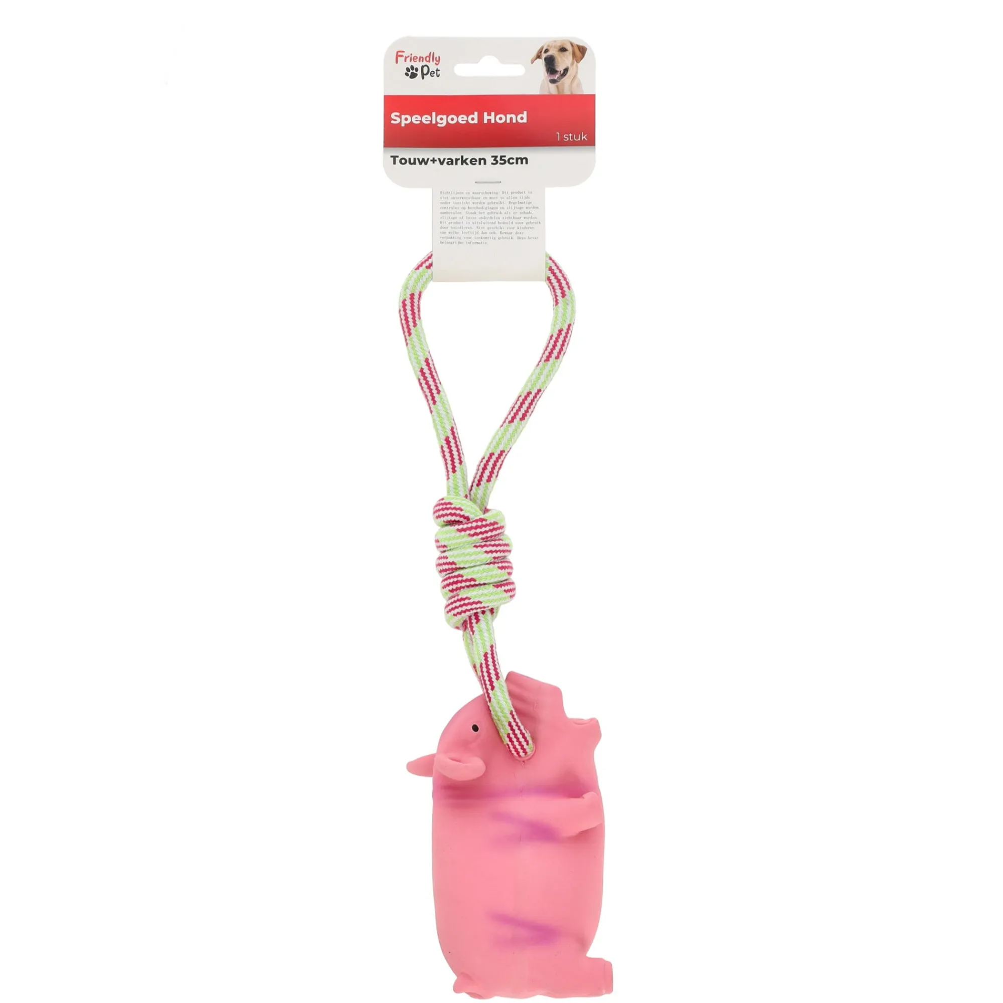 Friendly Pet Hondenspeelgoed>Hondenspeelgoed touw met varken 35 cm