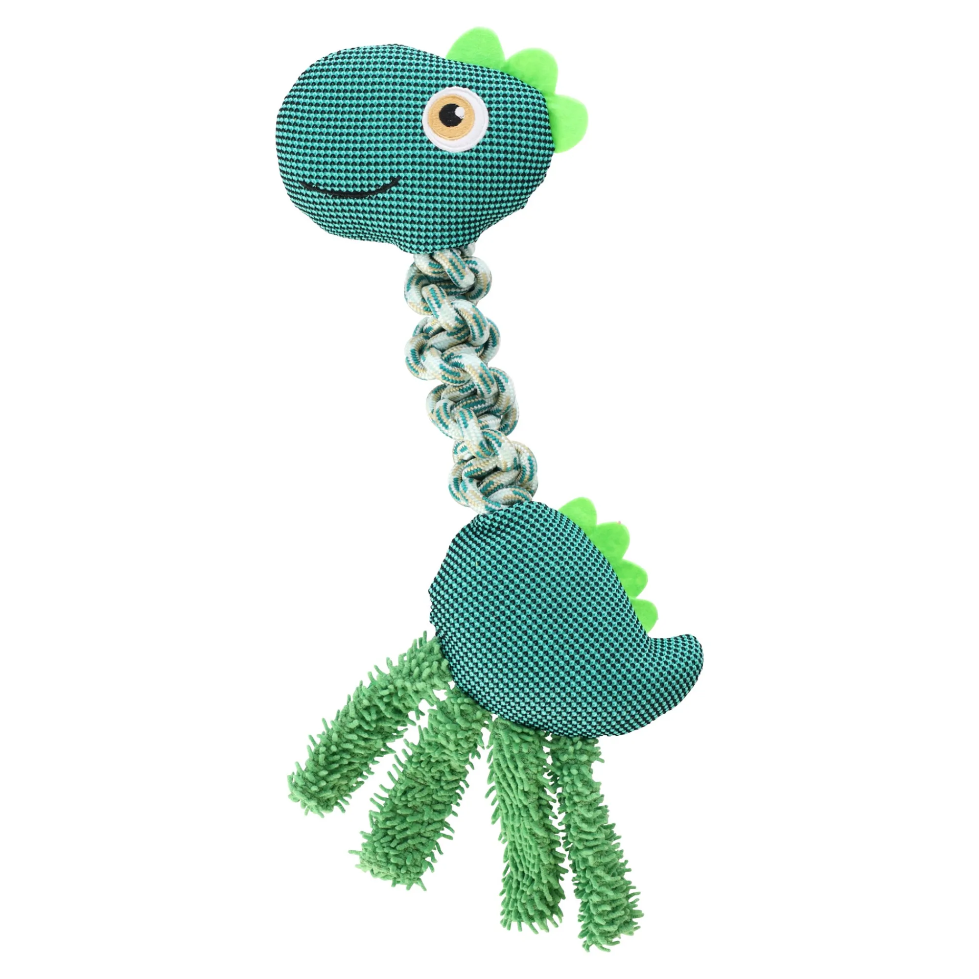Friendly Pet Hondenspeelgoed>Hondenspeelgoed touw+pluche dino 42cm