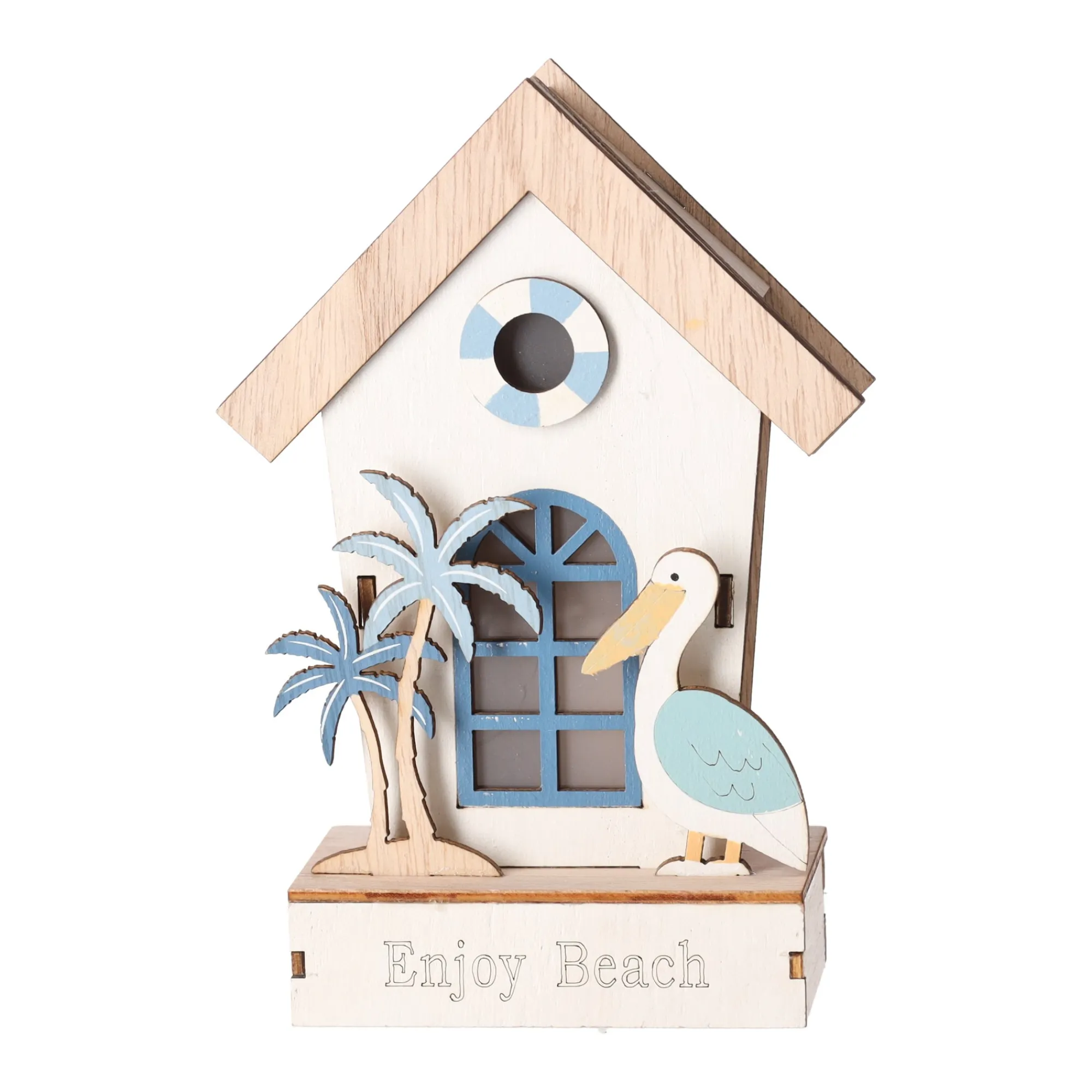 Natural Collections Woondecoratie>Huis van hout 12 x 6 x 18 cm - 3 assorti