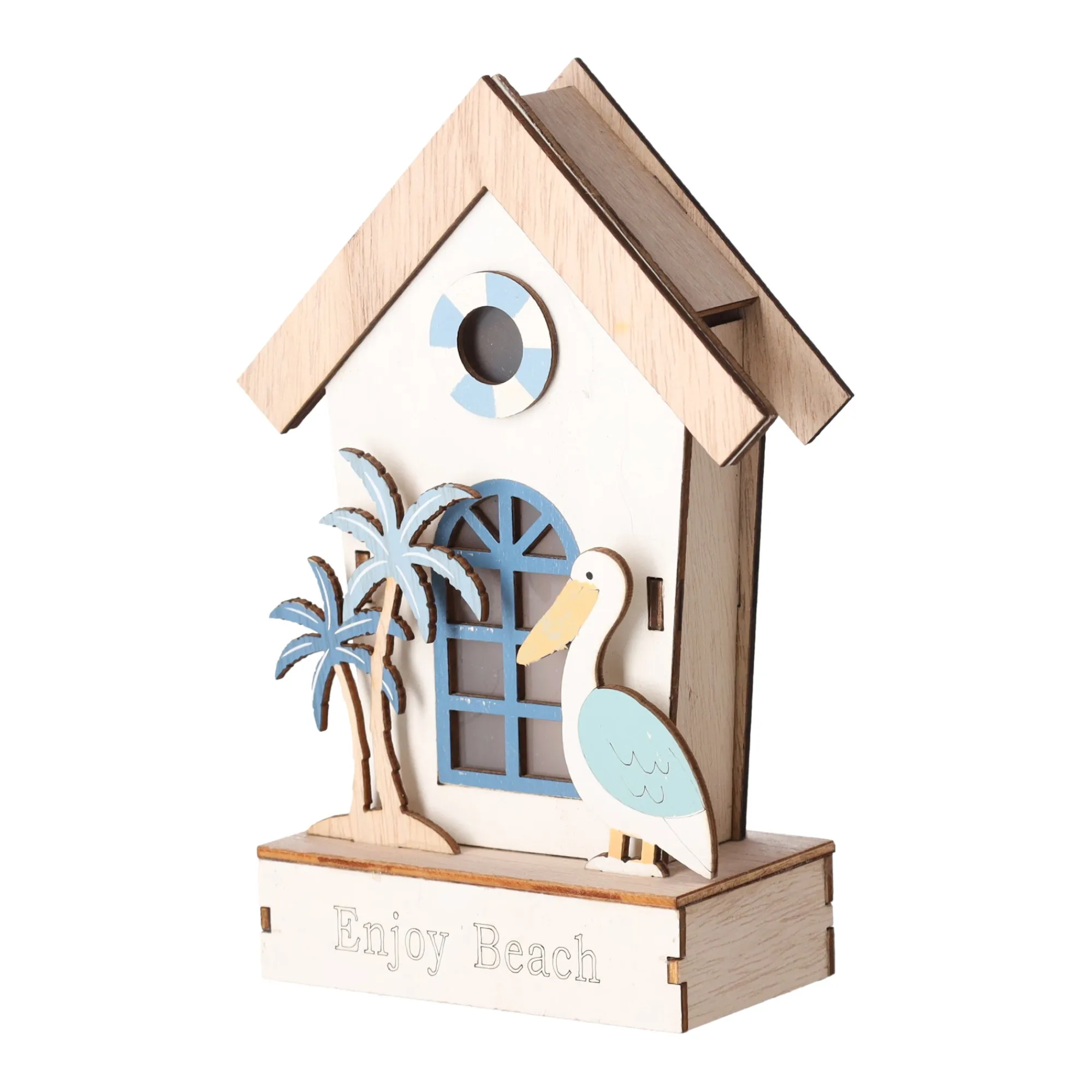 Natural Collections Woondecoratie>Huis van hout 12 x 6 x 18 cm - 3 assorti