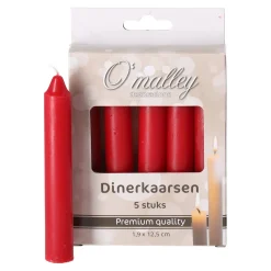 O'malley Kaarsen>Kaars Diner 12 cm Rood 5 stuks