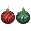 Mica Decorations Kerstdecoratie>Kaars Kerstbal rood groen 7cm 2st