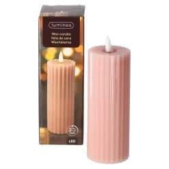 Lumineo Kaarsen>Kaars LED 17 cm donker roze