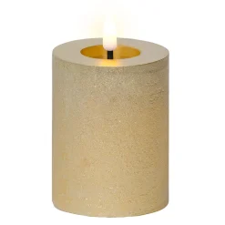 Lumineo Kerstdecoratie|Kaarsen>Kaars led glitter goud 11 cm