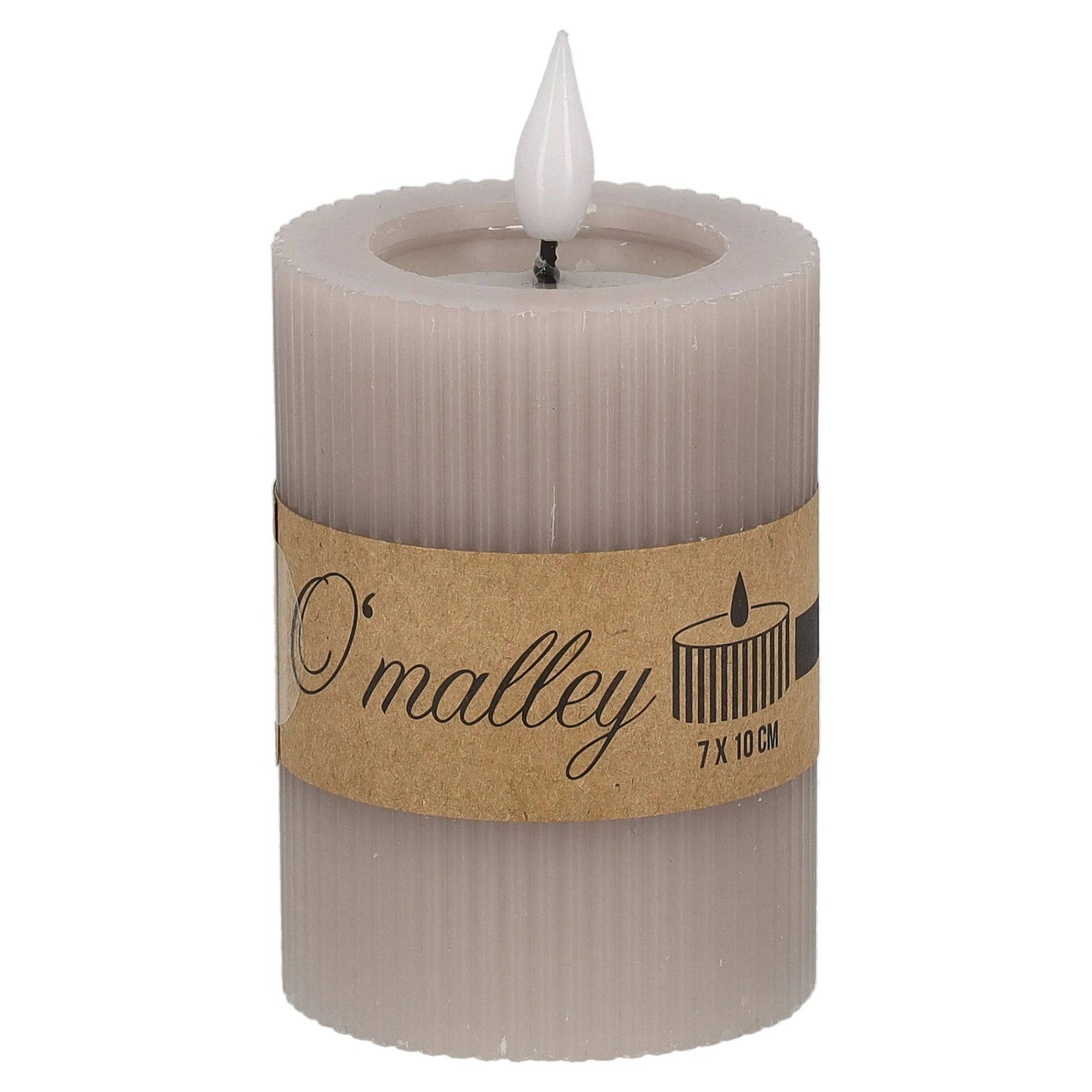 O'malley Kaarsen>Kaars rib melt LED 7 x 10 cm taupe