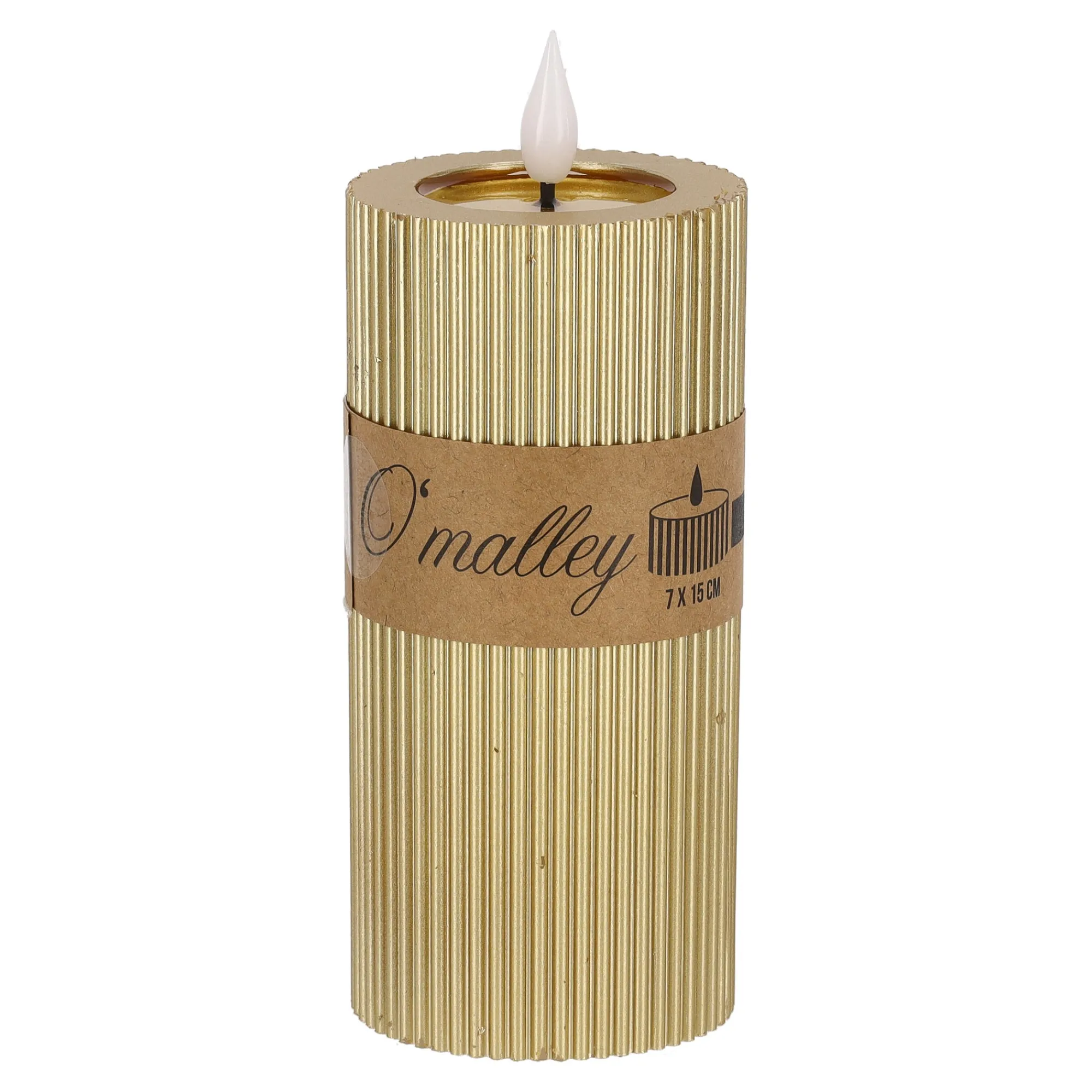 O'malley Kaarsen>Kaars rib melt LED 7 x 15 cm goud