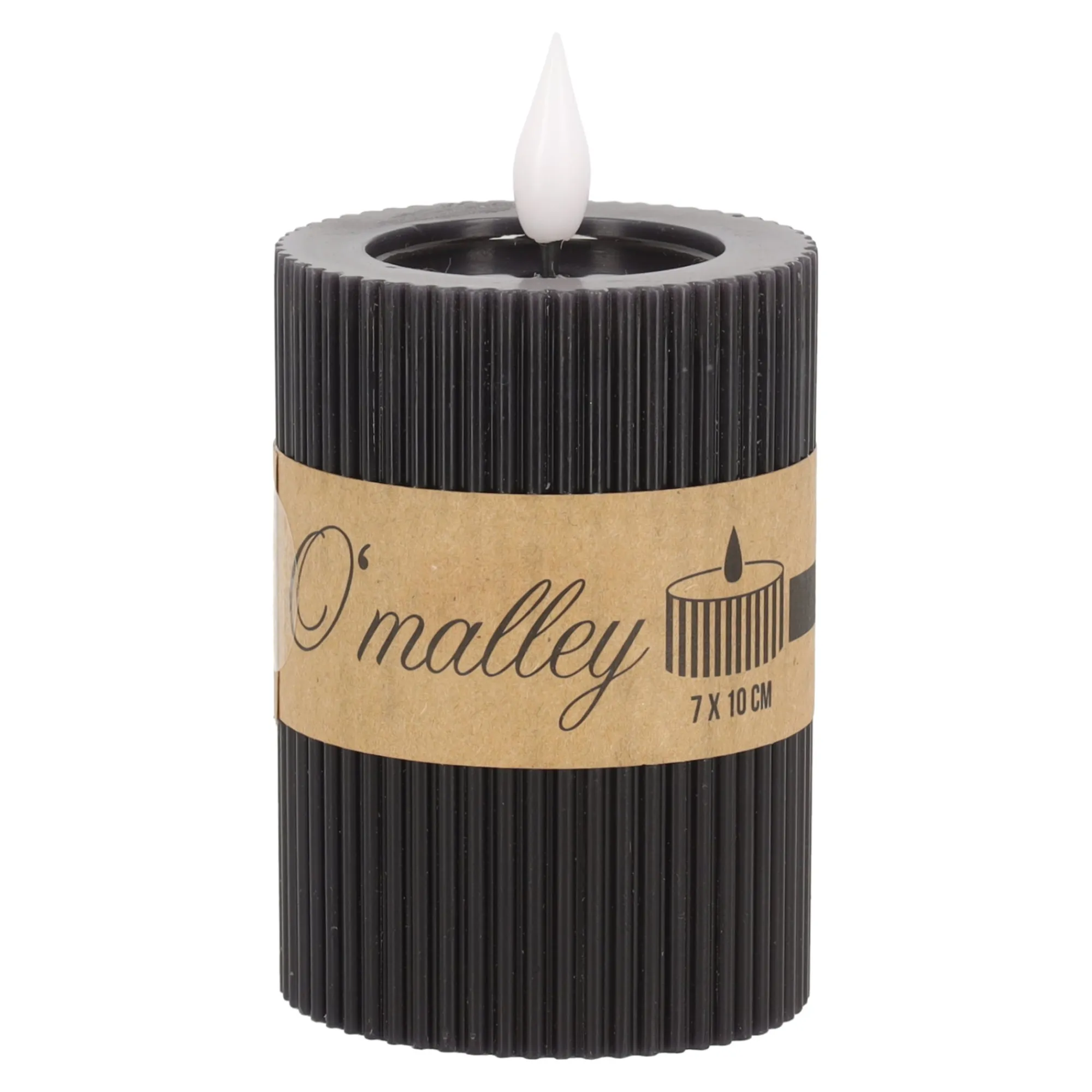 O'malley Kaarsen>Kaars rib melt LED 7 x 10 cm zwart
