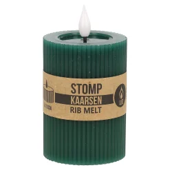 O'malley Kaarsen>Kaars rib melt LED 7 x 10 cm donkergroen