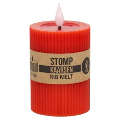 O'malley Kaarsen>Kaars rib melt LED 7 x 10 cm rood