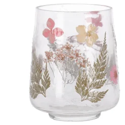 Van Cranenbroek Kaarsen>Kaarshouder droogbloem roze 10 x 12 cm