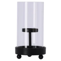 Natural Collections Kaarsen>Kaarshouder metaal met glas zwart 9 x 17 cm