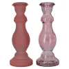 Natural Collections Kaarsen>Kaarshouder van glas 7 x 20 cm roze, 2 assorti