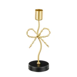 Mica Decorations Woondecoratie>Kandelaar strik goud 18cm