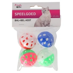 Friendly Pet Kattenspeeltjes>Kattenspeeltje bal + bel 4st assorti