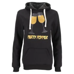 Kerstkleding>Kerst hoody Party Popper zwart XS