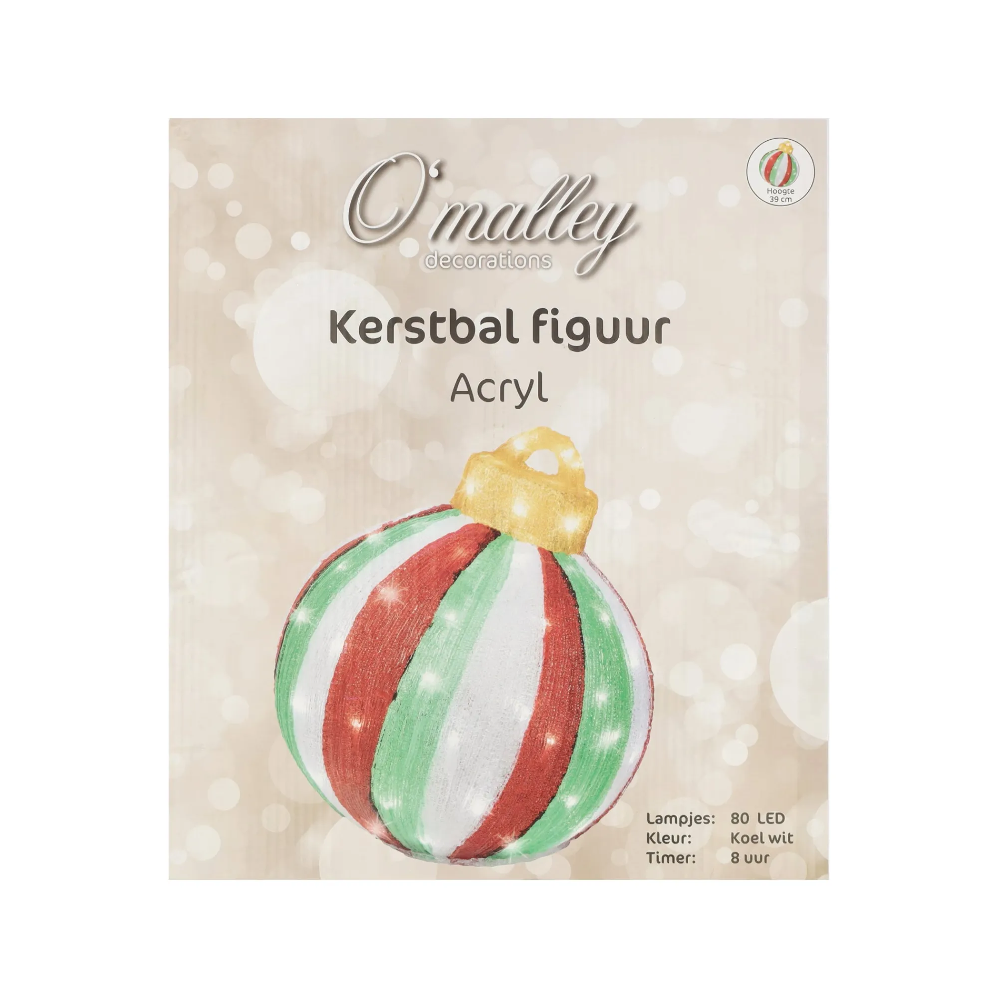 O'malley Kerstdecoratie>Kerstbal acryl 39 cm 80 LED